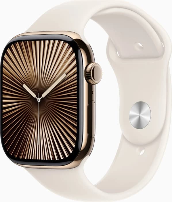 Apple Watch Series 10 (GPS + Cellular) 46mm Titan gold mit Sportarmband M/L Polarstern